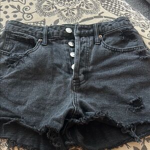 Women's Distressed Black Denim Shorts